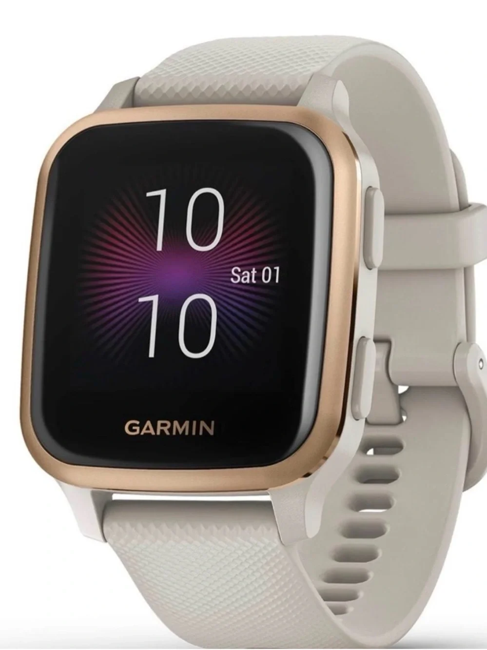Garmin Venu Sq - Rose Gold Bezel with Light Sand/Beige Strap